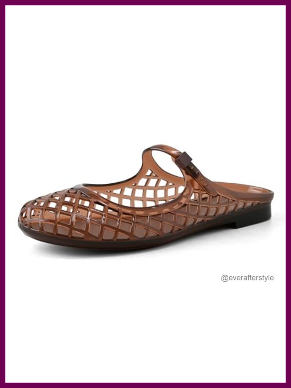 Womens Jelly Flats Mesh Sandals Slip On Mary Jane Buckle Strap Flat Sole